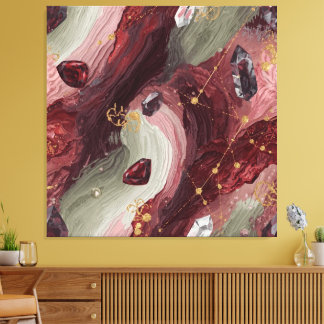 Sage Crystal Grid — Garnet Edition Leinwanddruck