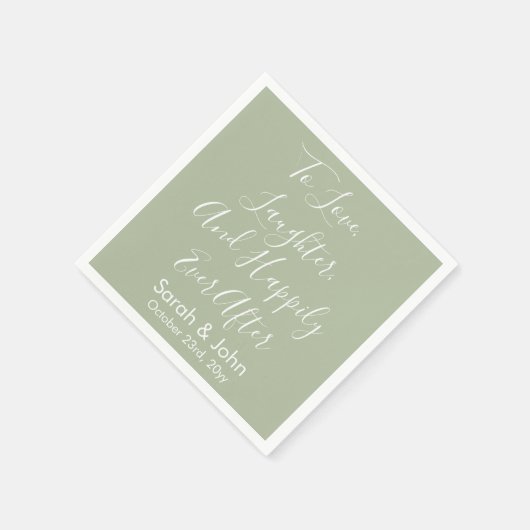 Sage Custom Personalisiert Script Wedding Receptio Serviette (Ecke)