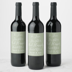 Sage Custom Personalisiert Script Wedding Receptio Weinetikett