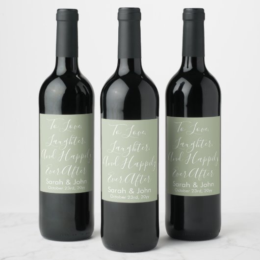Sage Custom Personalisiert Script Wedding Receptio Weinetikett (Flaschen)