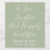 Sage Custom Personalisiert Script Wedding Receptio Weinetikett (Einzelnes Label)