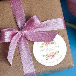 Sage Custom Pink Garland Wreath Wedding Sanitizer Runder Aufkleber