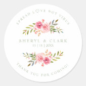 Sage Custom Pink Garland Wreath Wedding Sanitizer Runder Aufkleber (Vorderseite)