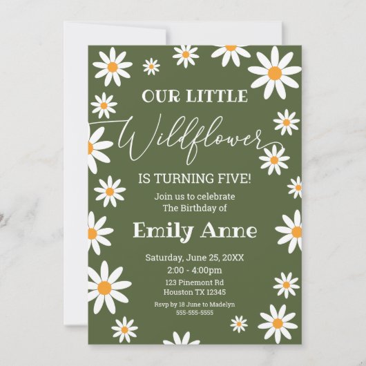 Sage Daisies Wild flower Birthday invitation Einladung (Vorderseite)