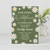 Sage Daisies Wild flower Birthday invitation Einladung (Stehend Vorderseite)