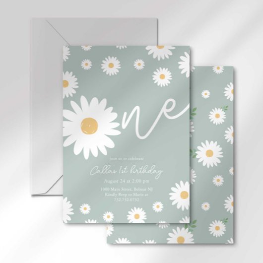 Sage Daisy Einladung zum 1. Geburtstag