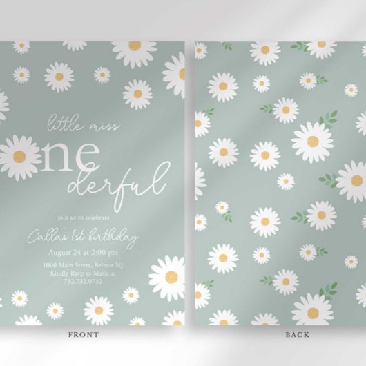 Sage Daisy Little Miss Onederful Einladung