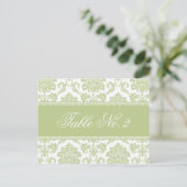 Sage Damask Hochzeit Tischnummer (Stehend Vorderseite)