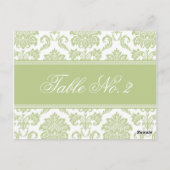 Sage Damask Hochzeit Tischnummer (Rückseite)
