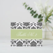Sage Damask Hochzeit Tischnummer (Stehend Vorderseite)