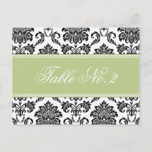 Sage Damask Hochzeit Tischnummer (Vorderseite)