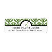 Sage Damask Wedding Monogram Address Labels (Vorne)