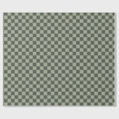Sage Dark Green Checker Checkerboard Checkered Geschenkpapier (Flach)