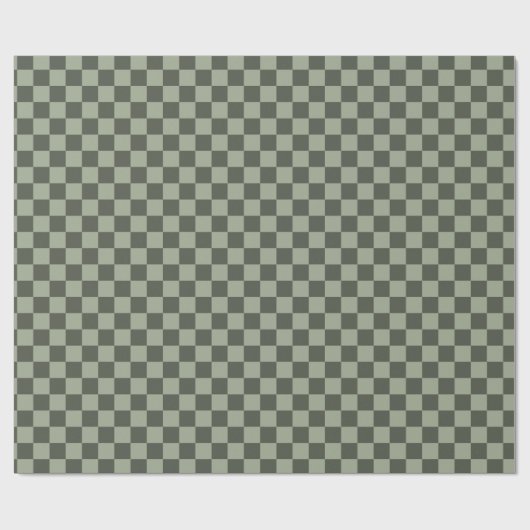 Sage Dark Green Checker Checkerboard Checkered Geschenkpapier (Flach)