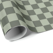 Sage Dark Green Checker Checkerboard Checkered Geschenkpapier (Rolleneckpunkt)
