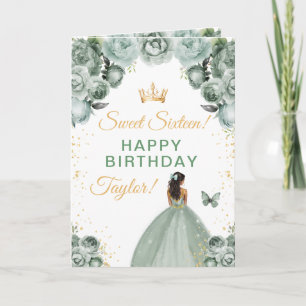 Sage Dark Skin Mädchen Sweet Sixteen Geburtstag Karte