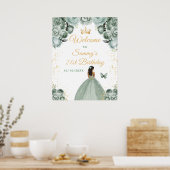 Sage Dark Skin Princess Geburtstag Willkommen Poster (Küche)