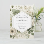 Sage Delicate Bloom Wedding Einladung (Stehend Vorderseite)