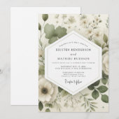 Sage Delicate Bloom Wedding Einladung (Vorne/Hinten)