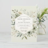 Sage Delicate Botanical Wedding Einladung (Stehend Vorderseite)
