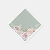 Sage Delikate Aquarellfarben Blume hellrosa Geburt Serviette (Ecke)