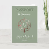 Sage Destination Passport Rose Gold Compass Einladung (Vorderseite)