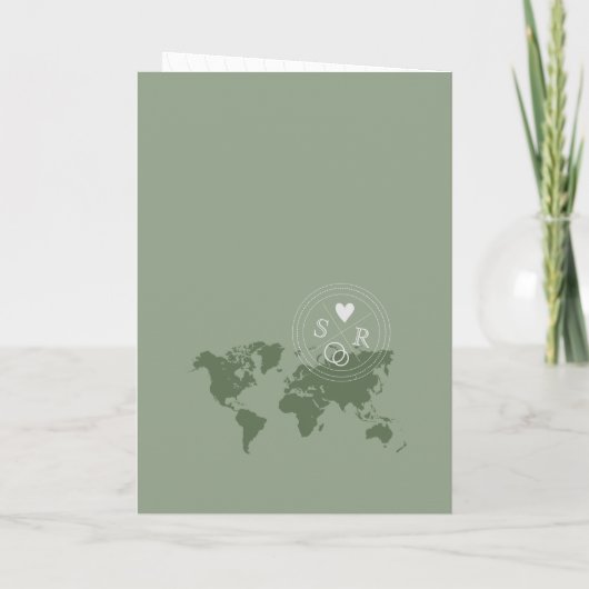 Sage Destination Passport Rose Gold Compass Einladung (Rückseite)