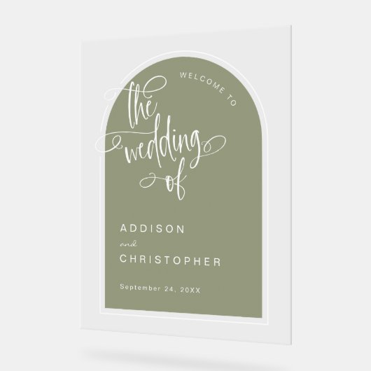 Sage die Hochzeit von handgeschriebenem Skript Wil Acrylschild (Winkel)