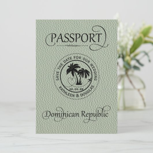 Sage Dominikanische Republik Reisepass Save the Da Save The Date (Stehend Vorderseite)