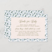 Sage Dusty Blue Floral Baby Shooting Books for Bab Begleitkarte (Vorne/Hinten)