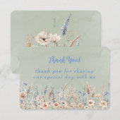 Sage Dusty Blue Peony Watercolor Wedding Vielen Da Dankeskarte (Vorne/Hinten)