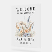 Sage Dusty Blue Wildblumen Begrüßungszeichen Acrylschild (Winkel)