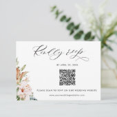 Sage, Earthy Blooms QR Code UAwg Online-Hochzeit Begleitkarte (Stehend Vorderseite)