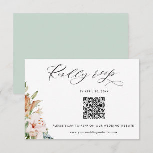 Sage, Earthy Blooms QR Code UAwg Online-Hochzeit Begleitkarte