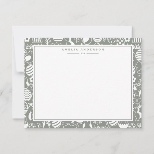 Sage Easter Egg Frame Note Card Einladung (Vorderseite)