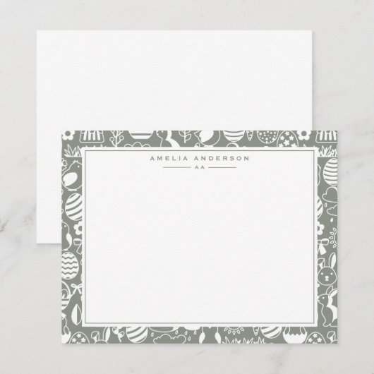 Sage Easter Egg Frame Note Card Einladung (Vorne/Hinten)