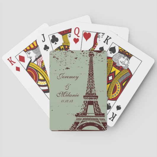 Sage Eiffel Tower Gastgeschenk Hochzeit Spielkarte (Rückseite)