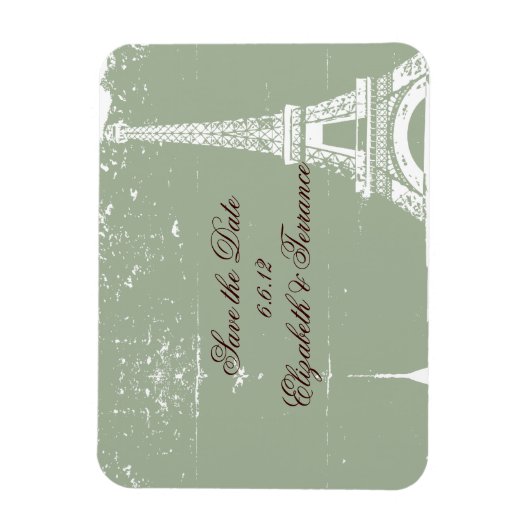 Sage Eiffelturm Save the Date Hochzeitsmagnete Magnet (Vertikal)