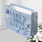 Sage einfach Ja Watercolor Blue Blume Brautparty Große Geschenktüte