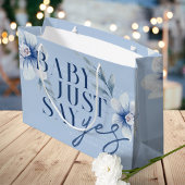 Sage einfach Ja Watercolor Blue Blume Brautparty Große Geschenktüte