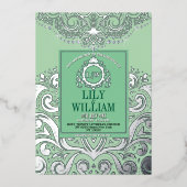 Sage Elegant Artdeco Mongram Wedding Folieneinladung (Vorderseite)