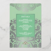 Sage Elegant Artdeco Mongram Wedding Folieneinladung (Rückseite)