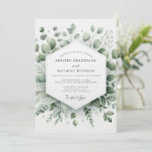 Sage Elegant Greenery Wedding Einladung (Stehend Vorderseite)
