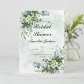 Sage Elegant Grünes Brautparty Einladung (Stehend Vorderseite)