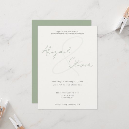 Sage Elegant & Minimal | Modern & Simple Wedding Einladung (Vorderseite/Rückseite Beispiel)