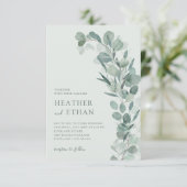 Sage Elegant Moderne Eukalyptus Grüne Hochzeit Einladung (Stehend Vorderseite)