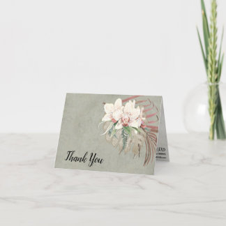 Sage Elegante tropische Blumenblätter Vielen Dank Dankeskarte