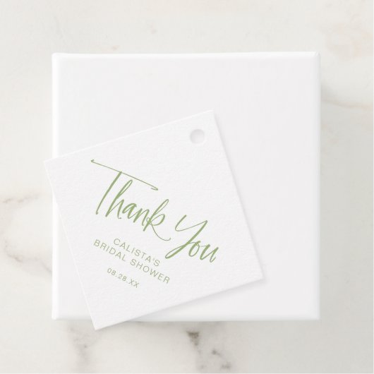 Sage Elegantes Script Brautparty Vielen Dank Geschenkanhänger (Beispiel)