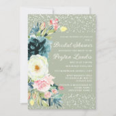 Sage Emerald Green Pink Creme Floral Brautparty Einladung (Vorderseite)