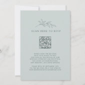 Sage Emerald Monogram QR Code Wedding Einladung (Rückseite)